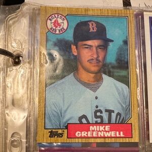 1987 Topps Boston Red Sox Mike Greenwell Card with Blue and Red Accents